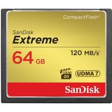 SanDisk Extreme CompactFlash-Geheugenkaart 64 GB (Overdrachtssnelheden Tot 120 MB/s Lezen En 85 MB/s Schrijven, VPG-20 Voor Full HD Videos, Voor DSLR's Uit Het Midden- En Topsegment)