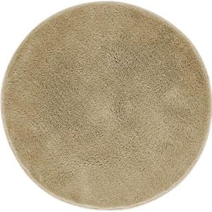 andiamo Florida Badmat, antislip, zacht en wollig, badmat, antislip, wasbaar, douchemat, badmat voor badkamer, 60 cm, rond, taupe