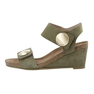 CA'SHOTT A/S CASALBERTA Velcro Button Leather Heeled Sandal, Olive, 37 EU, olijfgroen, 37 EU