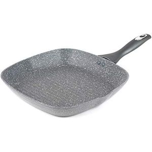 Salter BW02773G1AS BW02773G Marble Collection Forged Aluminium Non Stick Griddle Pan, Induction Suitable, Soft-Touch Handle, Use Little to No Oil, 28 cm, Grey