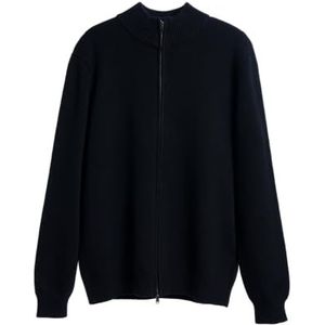 Diana Studio, Gebreid herenvest met doorlopende ritssluiting, zwart, 100% katoen, lange mouwen, maat XL, regular fit, Zwart, XL