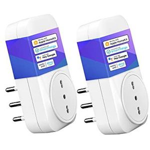 Meross Italiaans intelligent wifi-stopcontact, Smart Plug 16 A (type L), compatibel met Apple HomeKit Siri, Alexa, Google Home en SmartThings, 2,4 GHz, geen hub nodig (2 stuks)