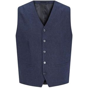 Jack & Jones JPRRIVIERA linnen Waistcoat kostuumvest, donkerblauw/pasvorm: slim fit, 54, Donkermarineblauw/pasvorm: slim fit, 54