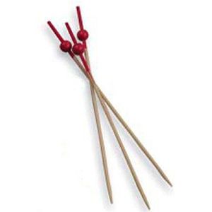 10000 stuks - García de Pou 142.06 eetstokjes met rode kogel, 12 cm, natuurlijke bamboe