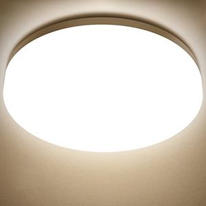 LVWIT 24 W plafondlamp, led-plafondlamp, IP65 waterdicht, 4000 K, 2400 lumen, neutraal wit licht, rond, plat, ideaal voor keuken, slaapkamer, balkon, hal, badkamer, woonkamer, diameter 330 mm