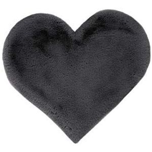 Kindertapijt hart antraciet grijs kinderkamer pluizig zacht kunstbont 60 x 70 cm