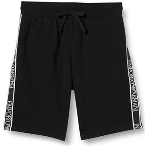 Emporio Armani Iconische Terry Loungewear Bermuda-short voor heren, Zwart, XL