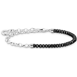 Thomas Sabo Damen Charm-Armband mit schwarzen Onyx-Beads Silber, 925 Sterlingsilber, Länge: 17 cm, A2100-130-11-L17