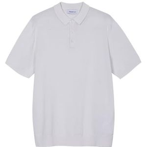 Diana Studio - Satijnen poloshirt voor heren, 100% katoen, licht, extra gedraaid, korte mouwen, casual pasvorm, Wit, XL