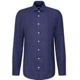 Seidensticker - Chemise d'affaires - Blauw - 100% Lin - Manches Longues - Coupe Ajustée