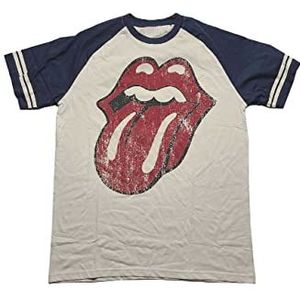 The Rolling Stones T-shirt Lick Band Logo Nieuw Officieel Unisex Raglan, Blauw, M