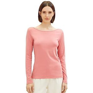 TOM TAILOR Dames Basic shirt met lange mouwen, 28155-dusty pastelroze, XXL, 28155-Dusty Pastel Pink, XXL