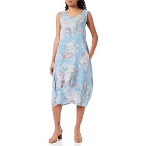 Bonamaison Lange jurk voor dames, met V-hals en bloemenprint, casual