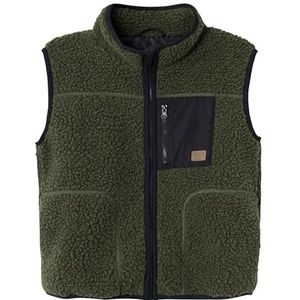NAME IT NKMMAGOT Teddy Vest voor jongens, teddyvest, tijm, 116, thyme, 116 cm