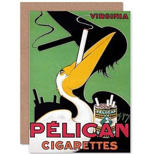 Wee Blue Coo Wenskaart met sigaretten van Advert Pelikan rokende verjaardag blanco