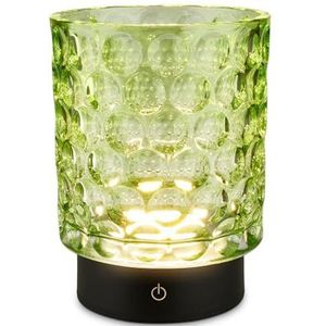 BRILONER - LED tafellamp snoerloos IP44 met glazen behuizing, touchdimbaar in stappen, oplaadbare batterij & lichtbron verwisselbaar, kinderkamer, 15x11 cm, groen