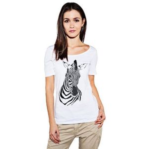 ESPRIT Dames T-shirt met zebra-opdruk, wit (white), XXL