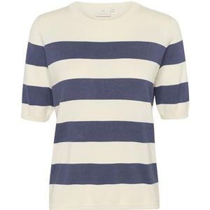 KAFFE - KAlizza - Gebreide Damestrui - Indigo Blue/White Bold Stripe - Korte Mouwen