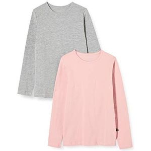 MINYMO meisjes blouse, meerkleurig (roze/grijs 568), 140 cm