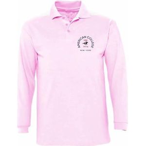 American College Sweatshirt Lange Mouwen Roze Polo Dames Maat S MODEL AC7 100% Katoen, Roze, S