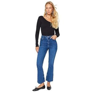 Denim Jeans - Hoge Taille - Wijd Uitlopend - Katoen - Dames