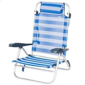 AKTIVE Marinera 62666 Inklapbare strandstoel, 7 standen, 47 x 49 x 82 cm, inclusief gevoerde kussens, handgrepen, belastbaar tot 110 kg, stoelen met verstelbare rugleuning, verschillende posities