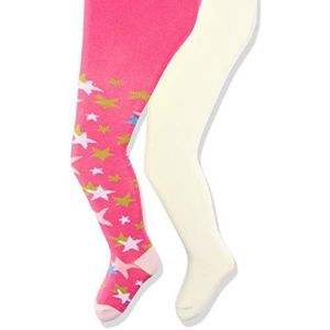Playshoes Babymeisjes elastische sterren en effen met comfortabele tailleband panty (verpakking van 2)