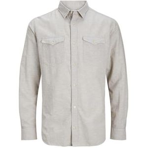 JACK & JONES Jcosheridan Linen Blend Shirt Ls Shirt met lange mouwen voor heren, Crockery., L