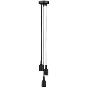 Paulmann 50382 hanglamp Neordic Ketil max. 3x60 watt pendel zwart plafondlamp siliconen, metaal hangende verlichting E27,Zwart