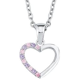 Princess Lillifee Ketting met hanger Halsketting, met Zirconia synth., 35+3 cm, Paars, Hart, Geleverd in een juwelen geschenkverpakking, 2021107