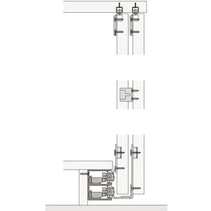 Hawa Combino 50 H MS schuifdeurbeslag (combi-front), 1400 x 2600 x 19 mm voor houten deuren tot 50 kg, 3-deurs staal/kunststof antraciet