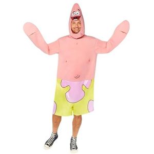 Amscan - Volwassenenkostuum Patrick, overall met bedrukte shorts, muts, spongebob, zeester, carnaval, themafeest