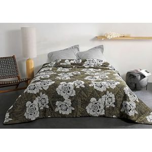 LINDER - PEONIA - Gewatteerde Sprei - Theegeel en Zwart - 240 x 260 cm - Polyester/Katoen