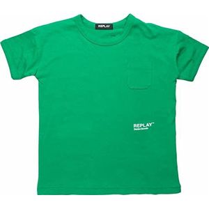 Replay T-shirt voor jongens met korte mouwen en logo-print, Groen 733, 4 Jaar