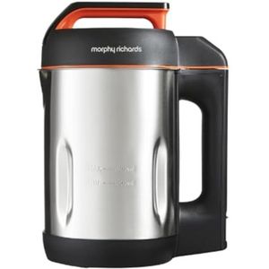 Morphy Richards 501022 Soepmaker, 1.6L Soepmaker, Dubbel Programma, Serrator Blade, Gemakkelijk Schoon, Warm Houden, LED Countdown, Roestvrij Staal, 501022