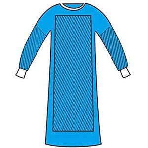 Gima - 50 g medisch medisch middel versterkt, steriel, waterafstotend, maat XL, gebreide manchetten, klittenbandsluiting aan de hals, 50 stuks afzonderlijk verpakt