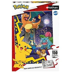 Nathan - Kinderpuzzel - 150 stukjes - de stad van Pokémon - voor kinderen jongens of meisjes vanaf 7 jaar - hoogwaardige puzzel - dik en duurzaam karton - avontuur - 86189
