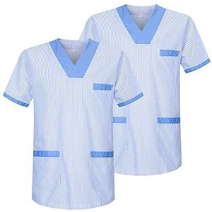 MISEMIYA - Verpakking van 2 stuks, unisex, gezondheidsuniformen, uniform, medische uniform, ref. 817 x 2, lichtblauw T817-4, M