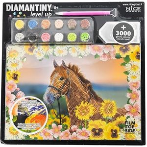 DIAMANTINY Level Up - Wild - Mooie Group Creative Art, Diamond Painting Kit, mozaïek paard bruin