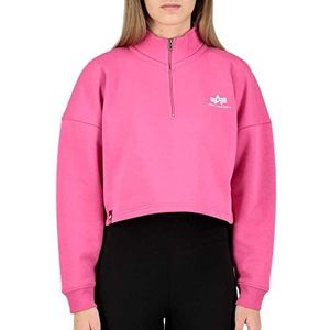 Alpha Industries Half Zip Sweater COS SL Wmn Casual Shorts, Magenta, L voor dames, Magenta, L