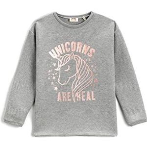 Koton Girl Unicorn Printed Sweatshirt Crew Neck Long Sleeve, grijs (024), 11-12 Jaren