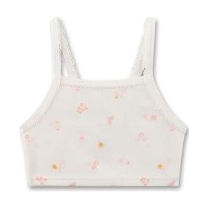 Sanetta Meisjesbustier Beige | Comfortabele en aangename bustier voor meisjes van katoen. Ondergoed met spaghettibandjes en Mille-Fleurs-Allover | Meisjesbustier, beige, 140 cm