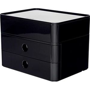HAN Ladebox Allison Smart Box plus met 2 laden, scheidingswand en gebruiksvoorwerpenbox, incl. kabelgeleiding, stapelbaar, kantoor, bureau, meubelvriendelijke rubberen voetjes, 1100-13, hoogglans