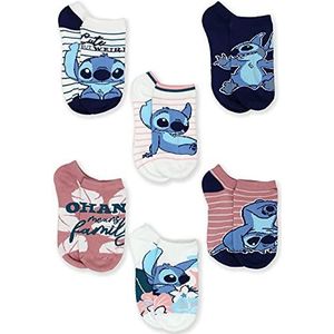 Lilo & Stitch Adults No Show 6 pack Socks Set (Large (9-11), Blush)