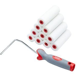ProDec 11-delige 4 inch High Density Foam Mini Paint Rollers en Frame voor een gladde afwerking met glanzende en satijnen verf op plinten, vensterbanken, paneeldeuren, kasten, metaal en meer, 4