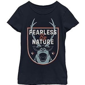 Disney Frozen 2 Fearless Nature Girl's Solid Crew Tee, Navy Blue, XS, Navy, XS