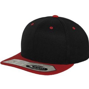 Flexfit 110 Fitted Snapback uniseks pet voor dames en heren, baseballpet met platte klep, zwart/rood, Eén maat