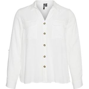 VERO MODA CURVE Dames Vmbumpy L/S Shirt New Curve Noos Blouse, wit (snow white), 52 Grote maten