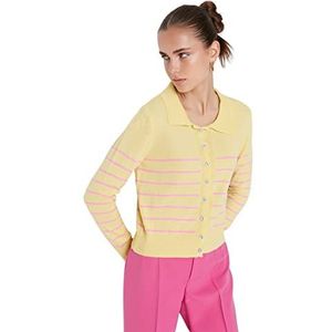 Trendyol Dames Regular Basic Polo Neck Knitwear Vest, Geel, L