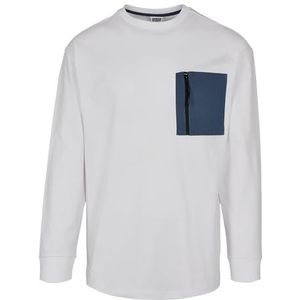 Urban Classics Heren Longsleeve Boxy Big Contrast Pocket Ls T-shirt, wit, XL grote maten extra tall